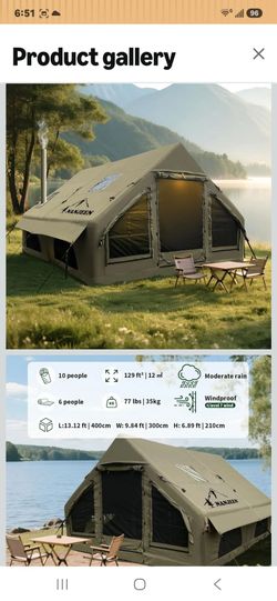 NANJEEN® Large Luxury Inflatable Camping Tent,Wind & Rain Resistant,12㎡ Interior,2-10 Person Shelter,8 Minutes Fast Setup with Hand Pump,All-Season Re
