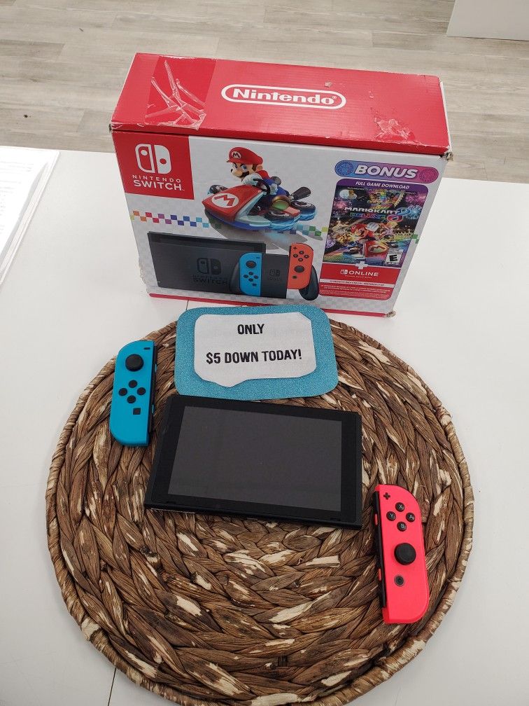 🔥 Just Dropped! Nintendo Switch V2 (Brand New) in Neon Red/Blue – Only $269 or $1 Down Today with 1 Year Peace of Mind Warranty