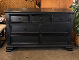 Solid Wood Black Dresser 64”W × 18”D