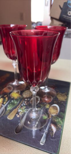 Red Crystal Wine Glasses Set of 6