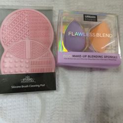 Blending Sponges And Brush Cleaning Pad