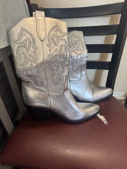 Silver Studded Western Cowboy Boots