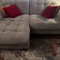 Grey Recliner Sectional Sofa With USB Outlets 