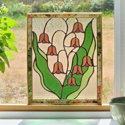 Stained Glass Piece in Floral Frame