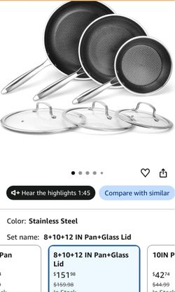Stainless Steel Non Stick Frying Pan with Lid - PFOA Free Induction Compatible | Oven & Dishwasher Safe | Stay Cool Handle | Versatile for All Stoveto