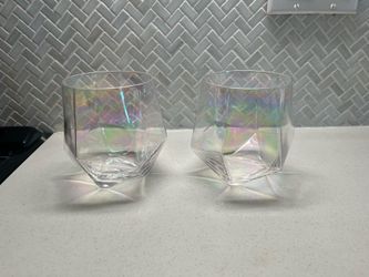 Rachel Zoe Drinking Glasses - Rainbow Iridescent Faceted