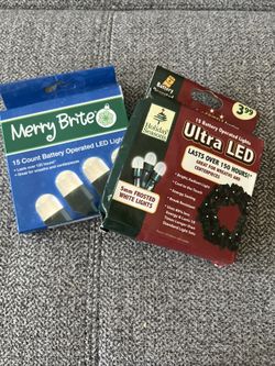 2Boxes(MERRY BRIGHT & Holiday Seasons) 15ct Battery Op LED LIGHTS C-Mas/Wedding 
