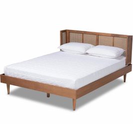 Baxton Studio Platform, Queen, Ash walnut