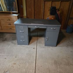 Metal Desk & File Cabinet