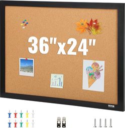VEVOR Cork Bulletin Board 36x24 with Black Frame