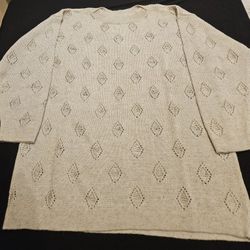 New! Beige knit sweater  tunic-length top S size