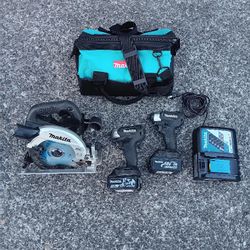 Makita 18volt 1/4in Driver 3/8 Impact Wrench 6.5in Saw 2/5ah 1/3ah Charger Bag (3/8impact Bare$125) For Pick Up Fremont Seattle. No Low Ball/Trades 