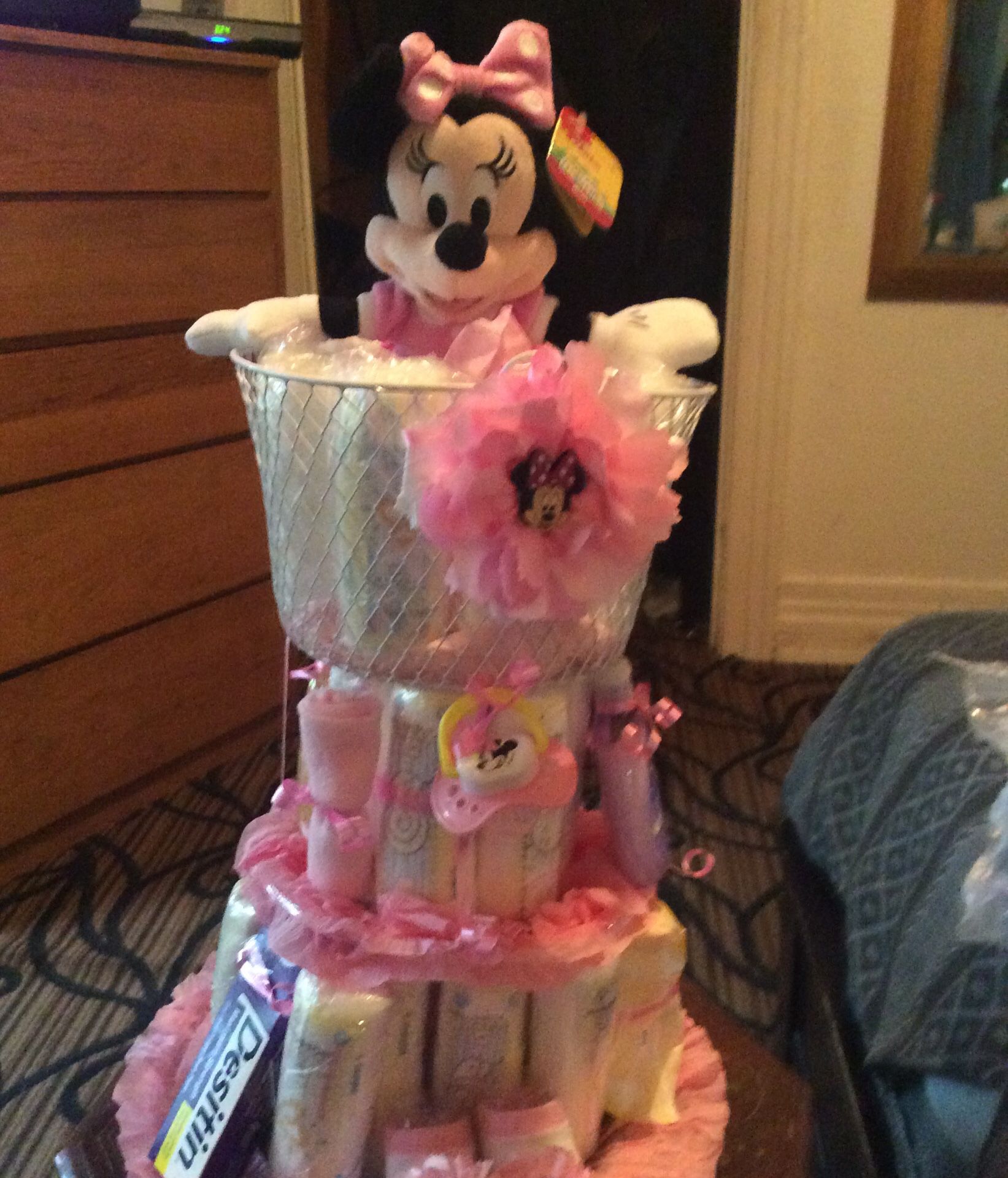 New Huge Minnie Mouse Diaper Cake For a Girl