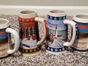 Budweiser & Miller Light Steins
