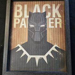 Black Panther Marvel Superhero Wall Art Framed Poster in Wood Frame,  16" x 20" x 1"