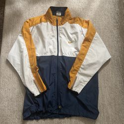 vintage blue, yellow, white 90s nike windbreaker