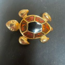 Vintage Gold Toned Turtle Brooch