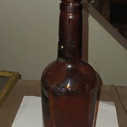 Rare Vintage / Antique Amber Glass Bottle 11 Inches Tall