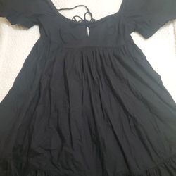 Urban Outfitters Tie Back Babydoll Dress Black 