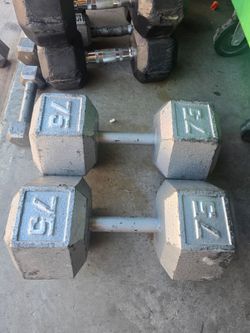 Cast Iron 75lbs Pair of Dumbells