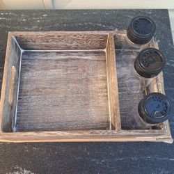 Napkin Holder With Salt And Pepper Shakers And One Extra As Well