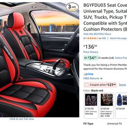 Car Seat Cover Universal *Full* Set PU Leather Red and Black