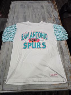 Mitchell & Ness Mens T Shirt San Antonio Spurs Logo Sz Large White NWT