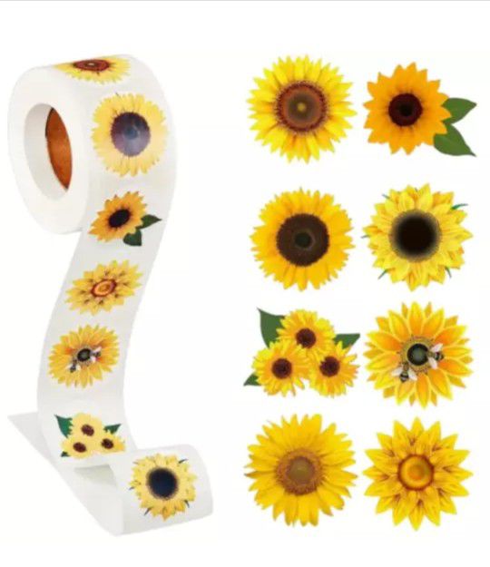 500 Pieces Sunflower Rolls Stickers