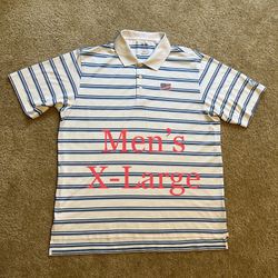 ADIDAS / CLASSIC ClimaLite “AMERICAN FLAG” Edition Golf Shirt Polo / SIZE: Mens X-Large XL / Brand New w/o Tags!! / White  & Shades of Blue