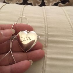 925 Sterling Silver Heart ❤️ Photo Frame Pendant Necklace 