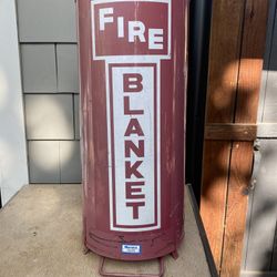 Vintage Fire Blanket Canister With Blanket