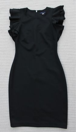 Tommy Hilfiger Black Ruffle Sleeve Midi Sheath Dress Size 2