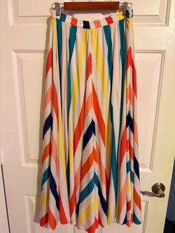 Authentic Alice + Olivia Multicolor Chevron Maxi Skirt Size M – Never Worn