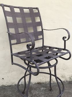 Mid Century Swivel Bar Stool Chair Solid Metal & Rivets