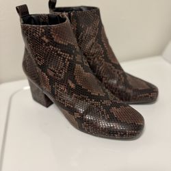 Brown Snake Print Ankle Boots