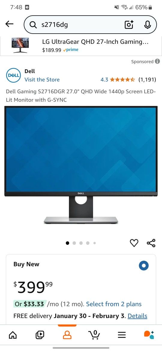 Dell S2716DG Gaming Monitor