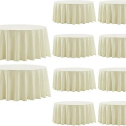 Round Tablecloth 120 Inch Tablecloth 10 Pack Ivory Table Cloths Washable Decorative Polyester TableClothes Cover for Dining Table Banquets Buffet Part