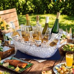 (3333-30) 5.5L 16.7x6.4x7.3in Small Ice Bucket 2PCS with Drying Mat & Scoops for Parties, Mimosa Bar Supplies Beverage Tubs for Champagne Beer Sparkli