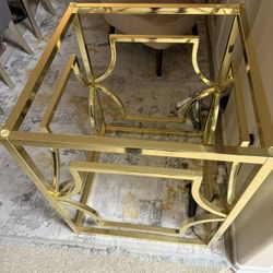 American Home Classic Edward Modern Metal/Glass Table in High Polish Gold