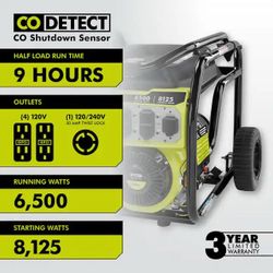 New in box Ryobi 8125/6500w generator