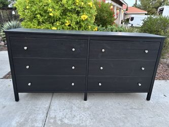 Black Modern 6 Drawer Dresser Chest of Drawers Furniture Good Condition