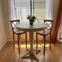 White Dining Kitchen Table Round Tall
