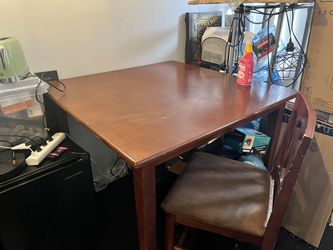 Square Dining Table With One Seat (sits 4) Or Computer Desk
