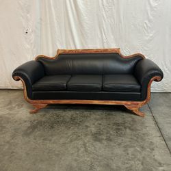 Black Leather Sofa  35” Height 88”length 36”width 