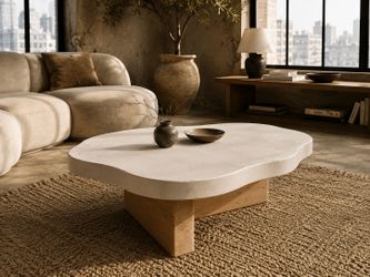 White Organic Concrete Plaster Coffee Table