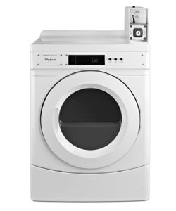 New Whirlpool CED9150GW 27" Commercial Electric Front-Load Dryer with Factory-Installed Coin Drop and Coin Box