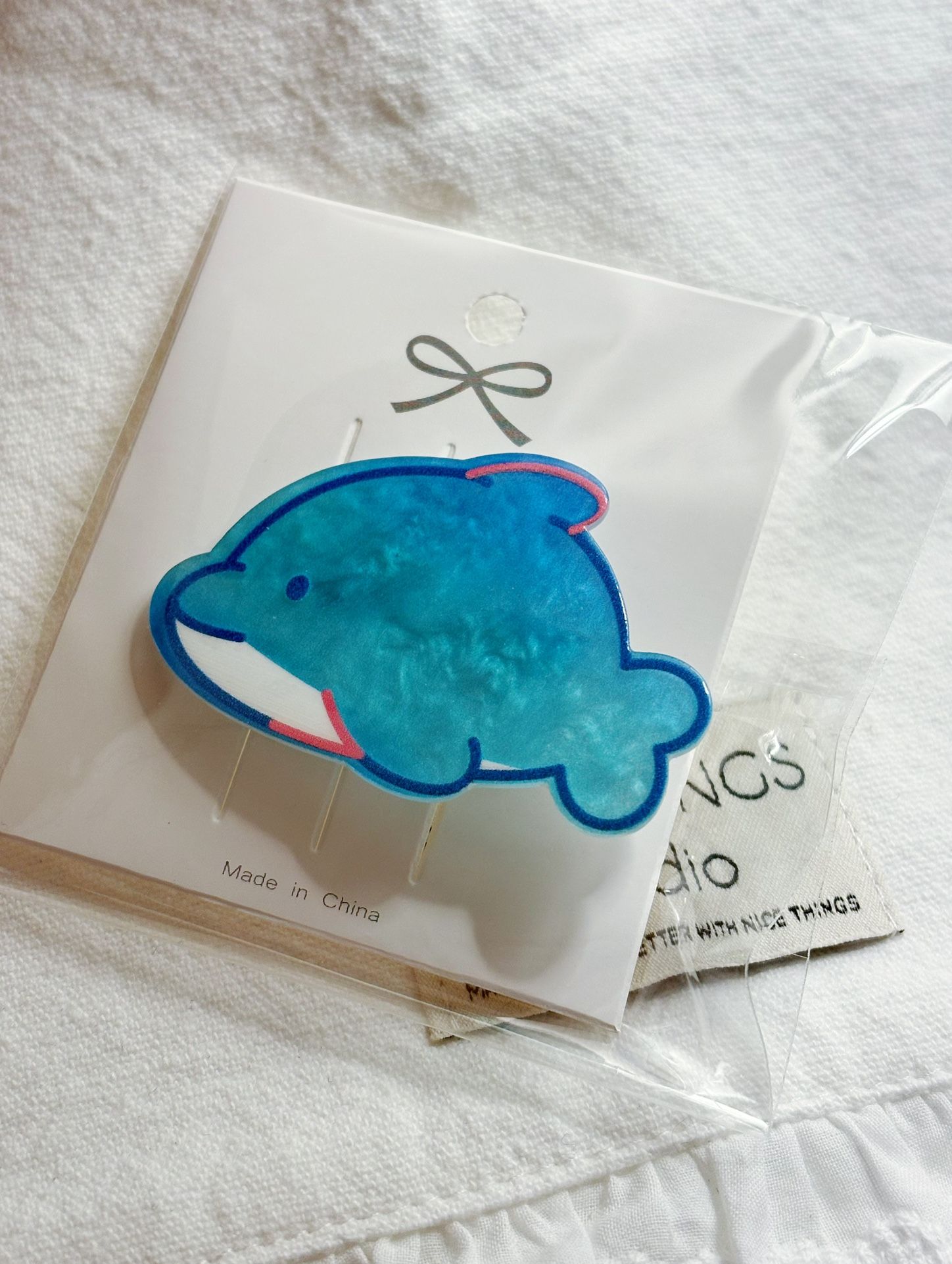 Cute blue dolphin hair clip