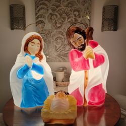 Vintage General Foam Blow Molds Christmas Nativity Set Mary Joseph & Jesus USA