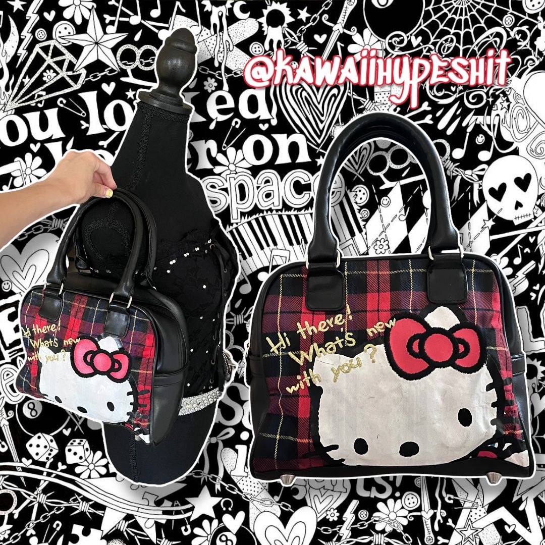 Vintage Y2K Hello Kitty Scene Plaid Mini Bag "Red, Black, Yellow, White"