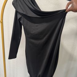 Black One Shoulder Ruffle Bottom Dress 